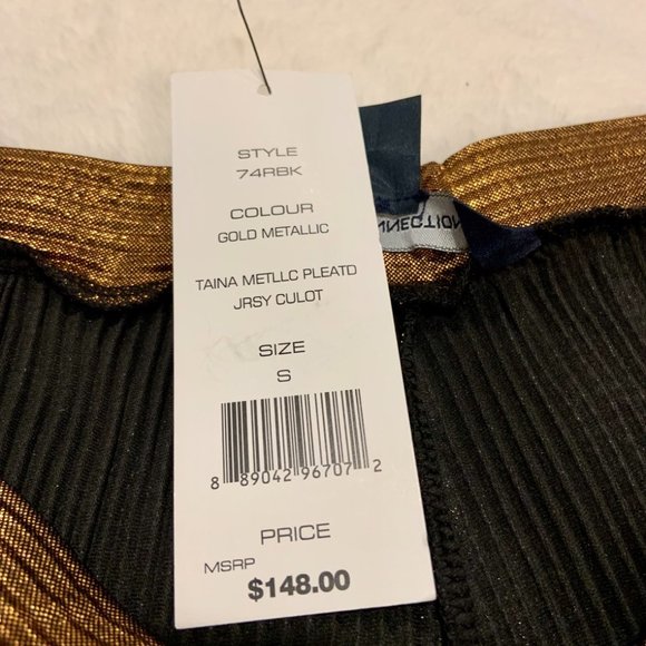 French Connection Taina Metallic Bronze Pleated Jersey Wide Leg Pants Size S - Picture 9 of 16